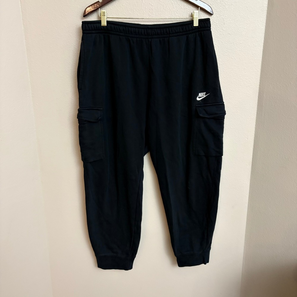 Nike Club Fleece Cargo Sweatpants XXL Black Joggers CD3129-010 Lounge